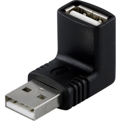 Deltaco USB 2.0 Adapter, A Male - A Female, Corner